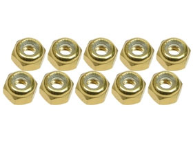 3RACING 4mm Aluminum Lock Nuts (10 Pcs) - Gold - 3RAC-N40/GO