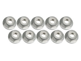 3RACING 4mm Aluminum Flanged Lock Nuts (10 Pcs) - Silver - 3RAC-NF40/SI