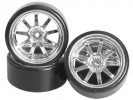 3RACING 1/10 On Road Car 9 Spoke Wheel & Tyre Set For Drift(7mm Offset) - WH-25/SI
