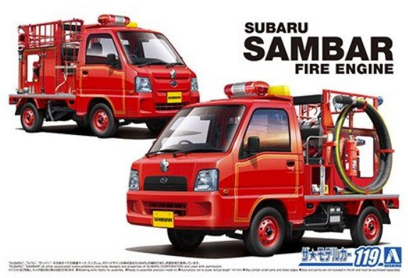 Aoshima 05794 - 1/24 Subaru TT2 Sambar Fire Engine 2011 The Model Car No.119