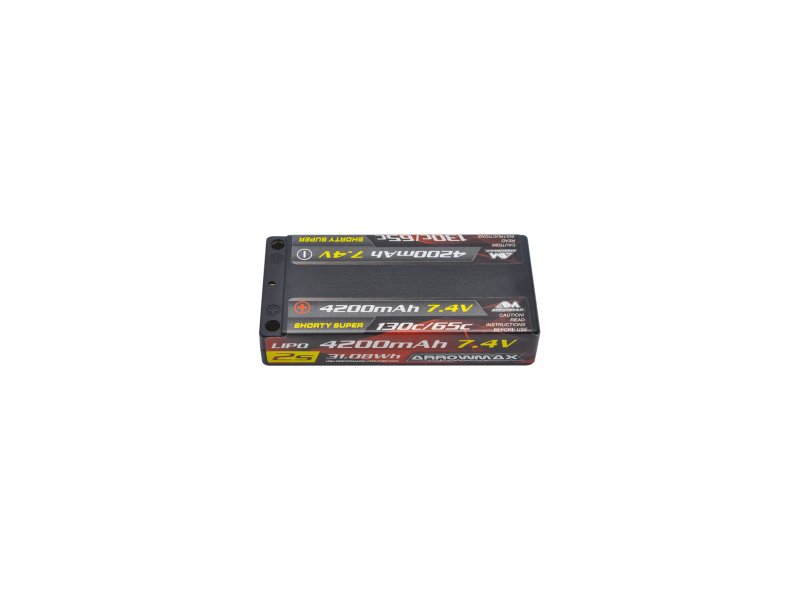 Arrowmax AM-700213 AM Lipo 4200mAh 2S Shorty Super LCG - 7.4V 65C Continuous 130C Burst