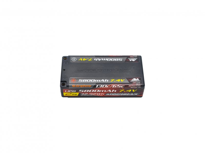 Arrowmax AM-700205 AM Lipo 5800mAh 2S Shorty - 7.4V 65C Continuous 130C Burst (Si-Graphene)