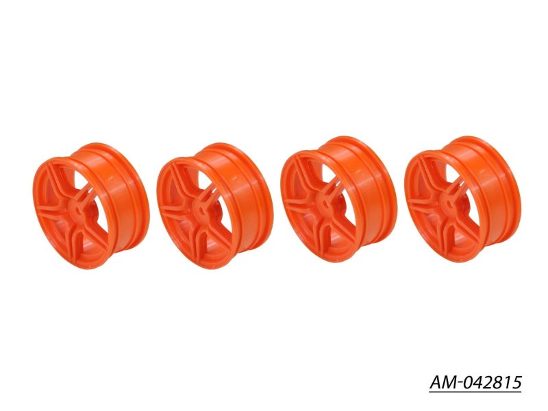 Arrowmax AM-042815 1/10 TC 5 Spoke Split Rims +0MM Offset Orange (4)