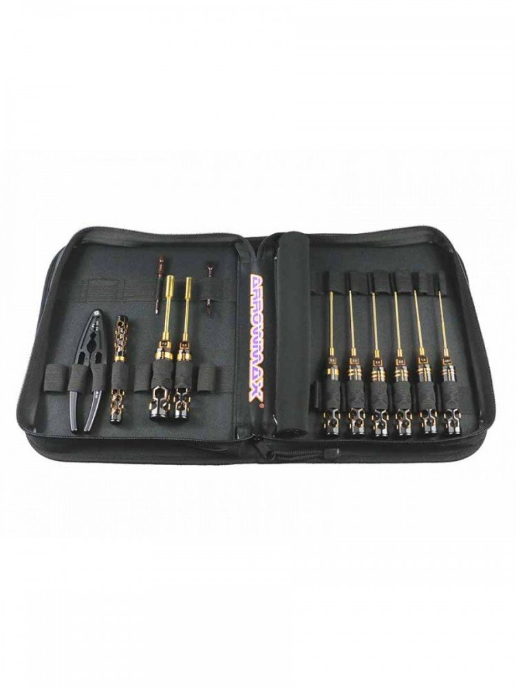 Arrowmax AM-199441 AM Toolset For 1/10 Offroad (12Pcs) With Tools Bag Black Golden