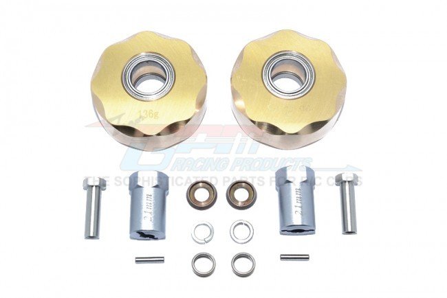 AXIAL Racing SCX10 Brass Pendulum Wheel Knuckle AXLE Weight + 21mm Hex Adapter - 14pc set - GPM SCX023X