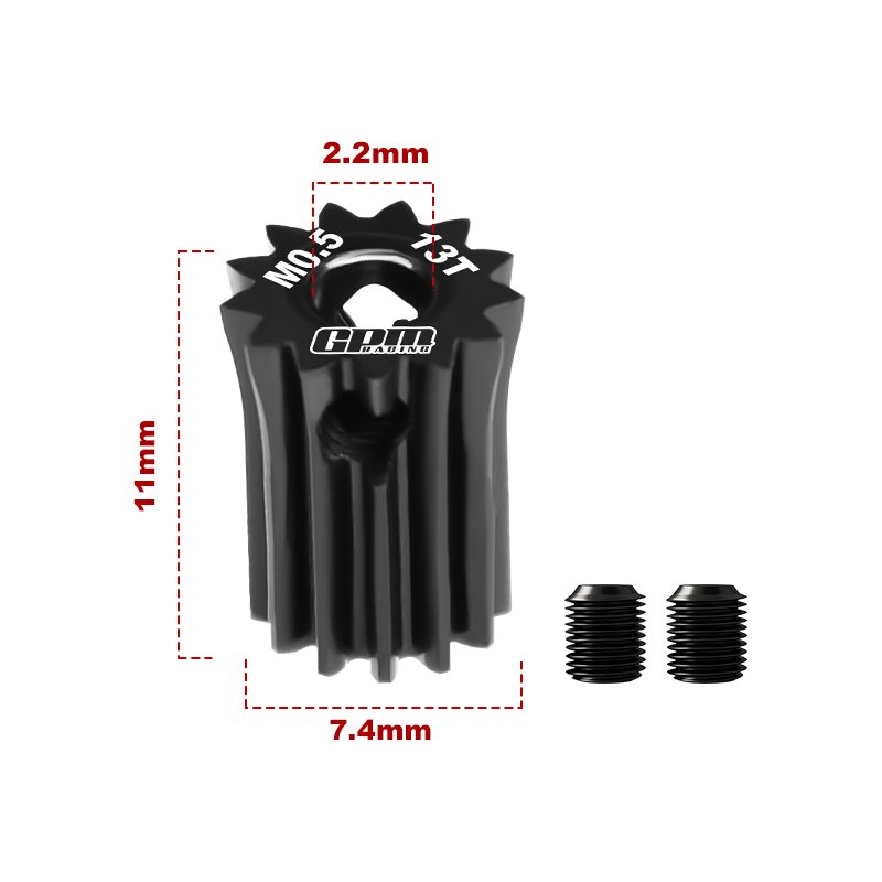 40Cr Steel Motor Gear 13T ( Module:0.5mm, Motor Tooth Diameter:2.2mm) - GPM MG213T/0.5M