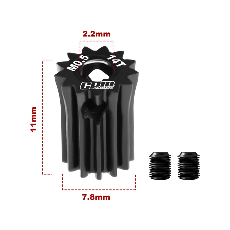 40Cr Steel Motor Gear 14T ( Module:0.5mm, Motor Tooth Diameter:2.2mm) - GPM MG214T/0.5M
