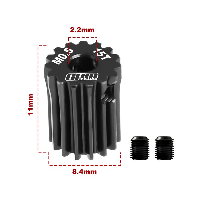 40Cr Steel Motor Gear 15T ( Module:0.5mm, Motor Tooth Diameter:2.2mm) - GPM MG215T/0.5M