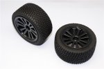 TRAXXAS 1/16 Mini E-REVO Front/Rear Rubber Radial Tire With Insert (40g) (Onroad Arrow Pattern) + Plastic Front/Rear Flat Vacuum Rims (6 Poles) - 1pr GPM Optional - GPM PERV611FR897