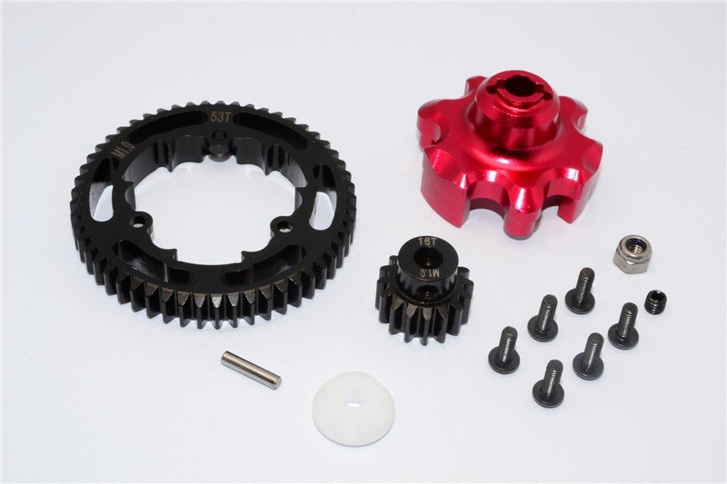 TRAXXAS 1/8 X-Maxx Aluminium Gear Adapter+Steel Spur Gear 53T+Motor Gear 16T - 1set - GPM TXM355316T