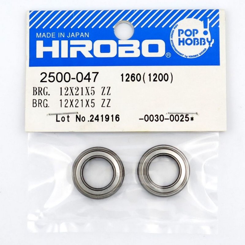 HIROBO 2500-047 BALL BEARING 12 X 21 X 5 MM 2PCS #6801ZZ #2500047