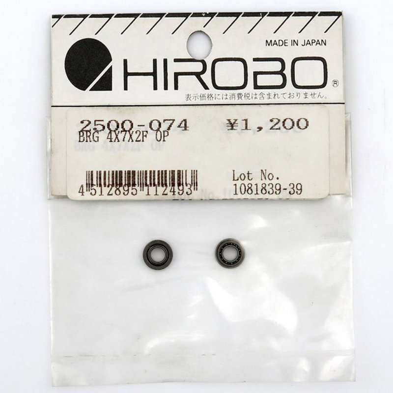 HIROBO 2500-074 FLANGED BALL BEARING 4 X 7 X 2 MM 2PCS #F74 (OPEN TYPE) #2500074