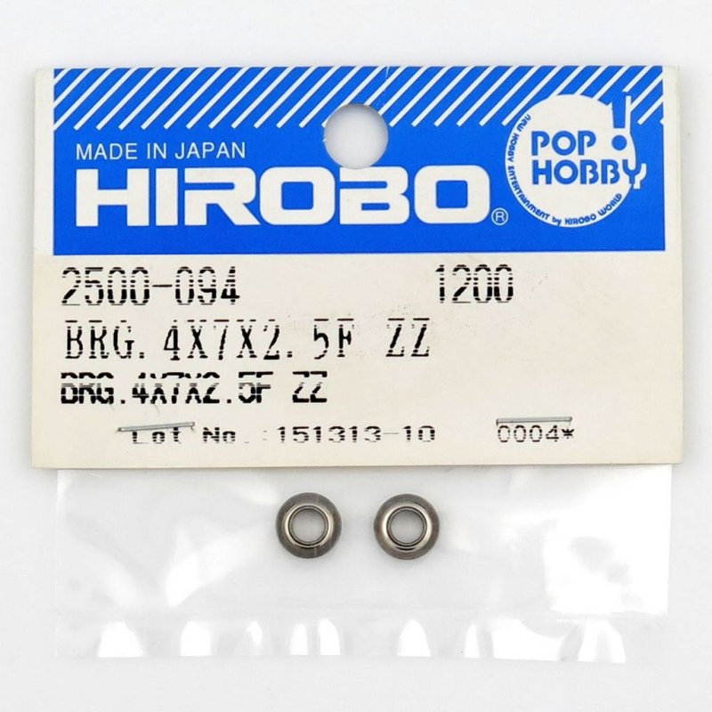 HIROBO 2500-094 FLANGED BALL BEARING 4 X 7 X 2.5 MM 2PCS #F74ZZ #2500094