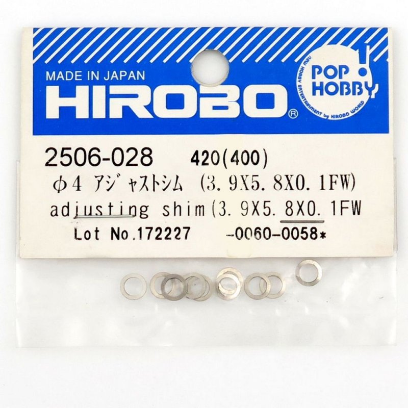 HIROBO 2506-028 FLAT WASHER 3.9 X 5.8 X 0.1 #2506028