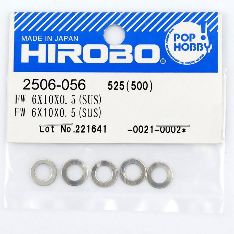 HIROBO 2506-056 FLAT WASHER 6 X 10 X 0.5T (SUS) #2506056