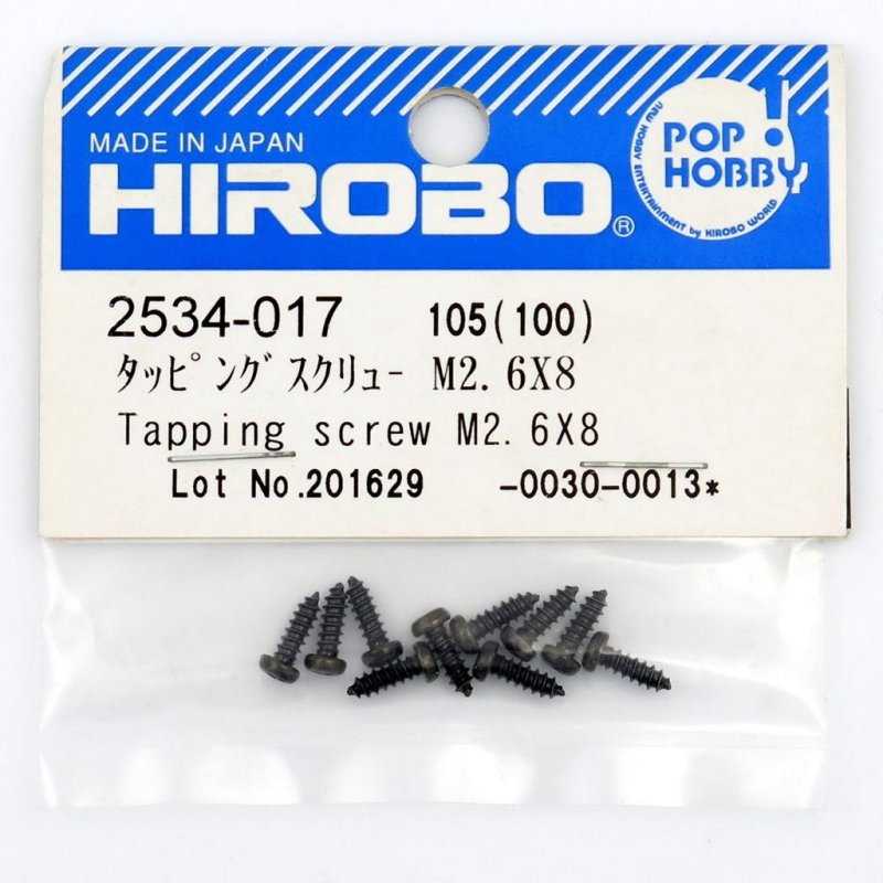 HIROBO 2534-017 TAPPING SCREW M2.6 X 8 10PCS #2534017