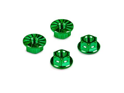 HUDY 296542-G - Titanium NUT M4 With Serrated Flange - Green (4)