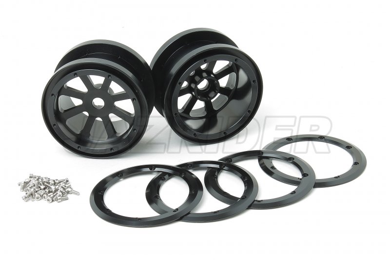 Aluminum 2.2'' 8-Spokes Black Wheels 2pcs set - Black