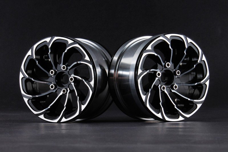 Aluminum 2.2'' 10-Spokes Cyclone Style Wheels - Black