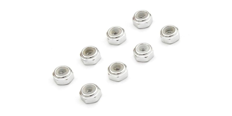 Kyosho MZW128S - M2 Aluminium Nylon Color Nut 8pcs(Silver)