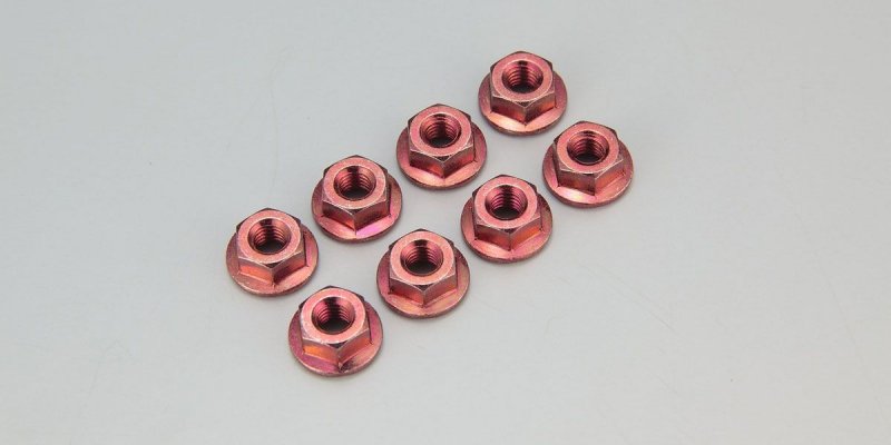 Kyosho 1-N4045F-R - Nut(M4x4.5) Flanged (Steel/ Red/8pcs)