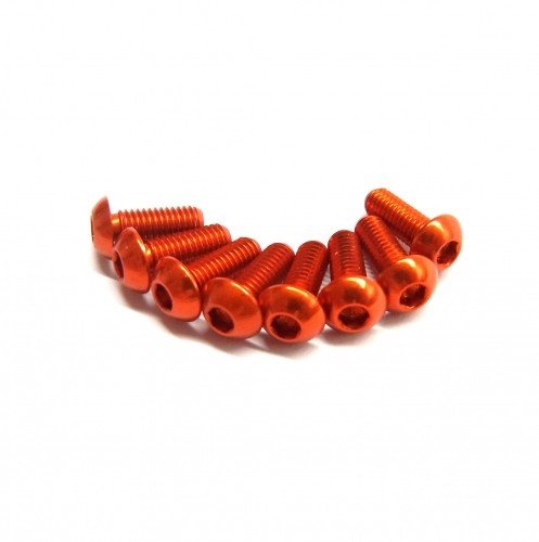 RACEOPT Aluminium Screw 8pcs, 3 x 8mm (Round Head) -Orange (RO-ABH3X8T-O)