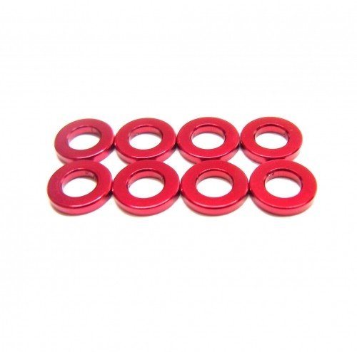 RACEOPT Aluminium 3mm Washer 8pcs , 1.0mm - Red (RO-AW10-R)