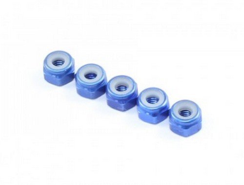 RAD-AC-10014 M3x5.5 Aluminum Lock Nuts, 5 pcs, Blue