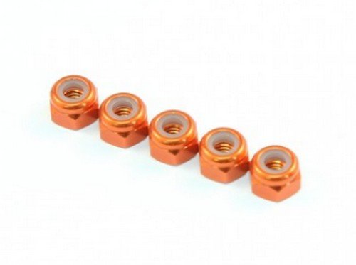 RAD-AC-10015 M3x5.5 Aluminum Lock Nuts, 5 pcs, Orange