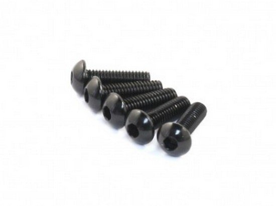 RAD-AC-30005 M3x14mm Aluminum Button Head Screw, Black, 5 pcs