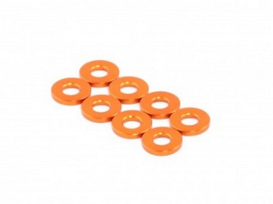 RAD-AC-10026 3x7x1.0mm Aluminum Damper Spacer, 8 pcs, Orange