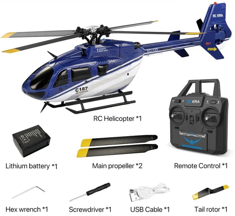 RC ERA C187 EC135 4CH 6-Axis Gyro Stabilized Scale RC Helicopter - RTF