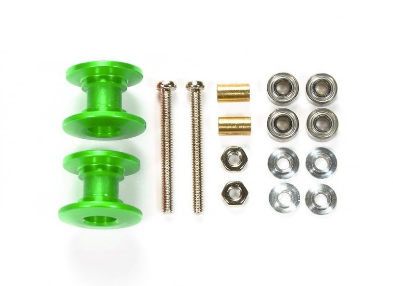 Tamiya 95606 - Lightweight Double Aluminum Rollers (13-12mm/Green)