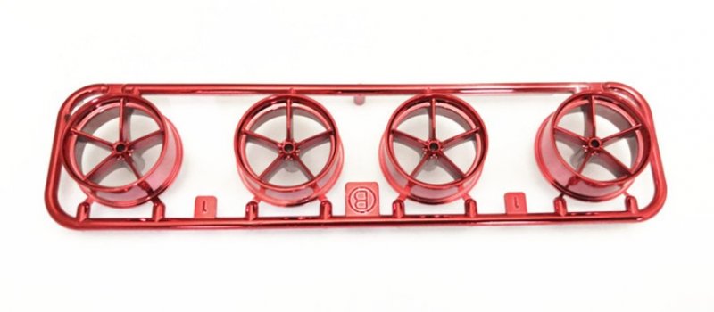 Tamiya 9004486 - Low Profile 5-Spoke Metallic Red Plated Wheels