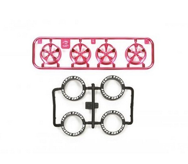 Tamiya 95333 - 5-Spoke Pink Plated Wheels with Low-Profile Tires