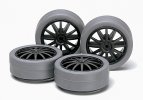 Tamiya 94642 - Hard Low-Height Tire & Carbon Wheel Set (Fin)