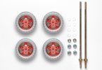 Tamiya 94730 - JR Red Plated Wheels S/Tires- Super X w/Low Friction Washers