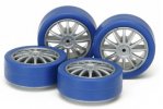 Tamiya 94872 - Low-Profile Tire & Silver Wheel Set Finish(Blue)