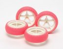 Tamiya 95460 - Narrow Large Diameter Wheel & Soft Arched Tires (Fluorescent Pink)