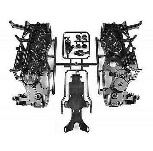 Tamiya 0008265 - GF-01 D Parts Chassis/Gear Box (Black) for 58589 Toyota Land Cruiser 40 Pick-Up/ 58622 Heavy Dump Truck 10008265