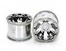 Tamiya 54833 - Rear Chrome Plated Wheels T3-01 for Wide Pin Spike Tires