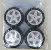 Team Powers Mini Rubber Tire Set ( Pre-Glued, 40R, 1set 4pcs, WH) - for any Tamiya M-chasis car or Mini 1:10 Touring car (TP-MPG4004) (WH)