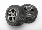 Traxxas (#5374X) Talon Tires mounted on Gemini Black Chrome Wheels for Traxxas Maxx and Revo Vehicles
